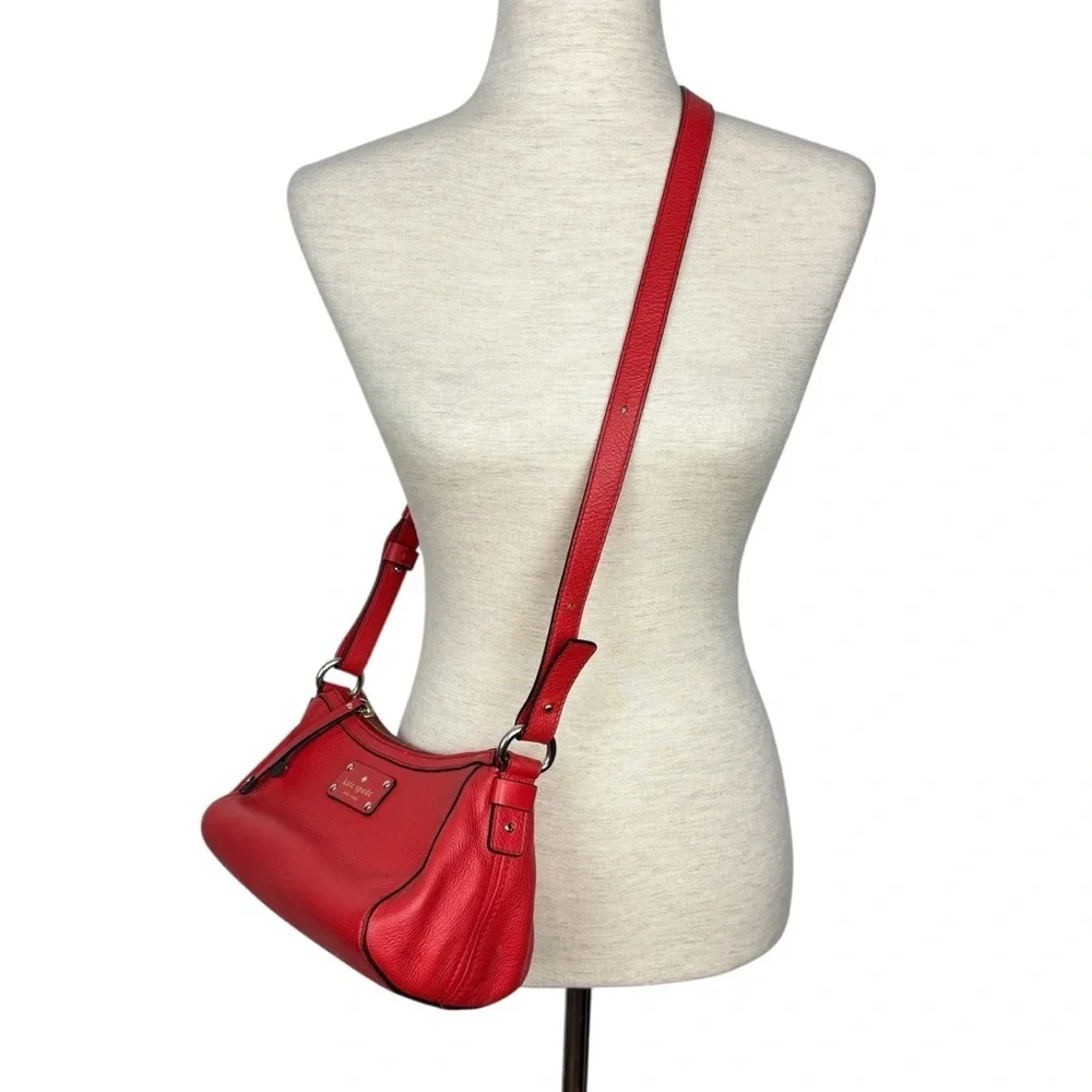 KATE SPADE Berkshire Road Gabriella Leather Crossbody/ Shoulder Bag Red - $298.